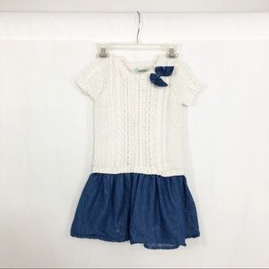 Chelsea’s Corner Cableknit Chambray Little Girls Dress, Size Youth Medium